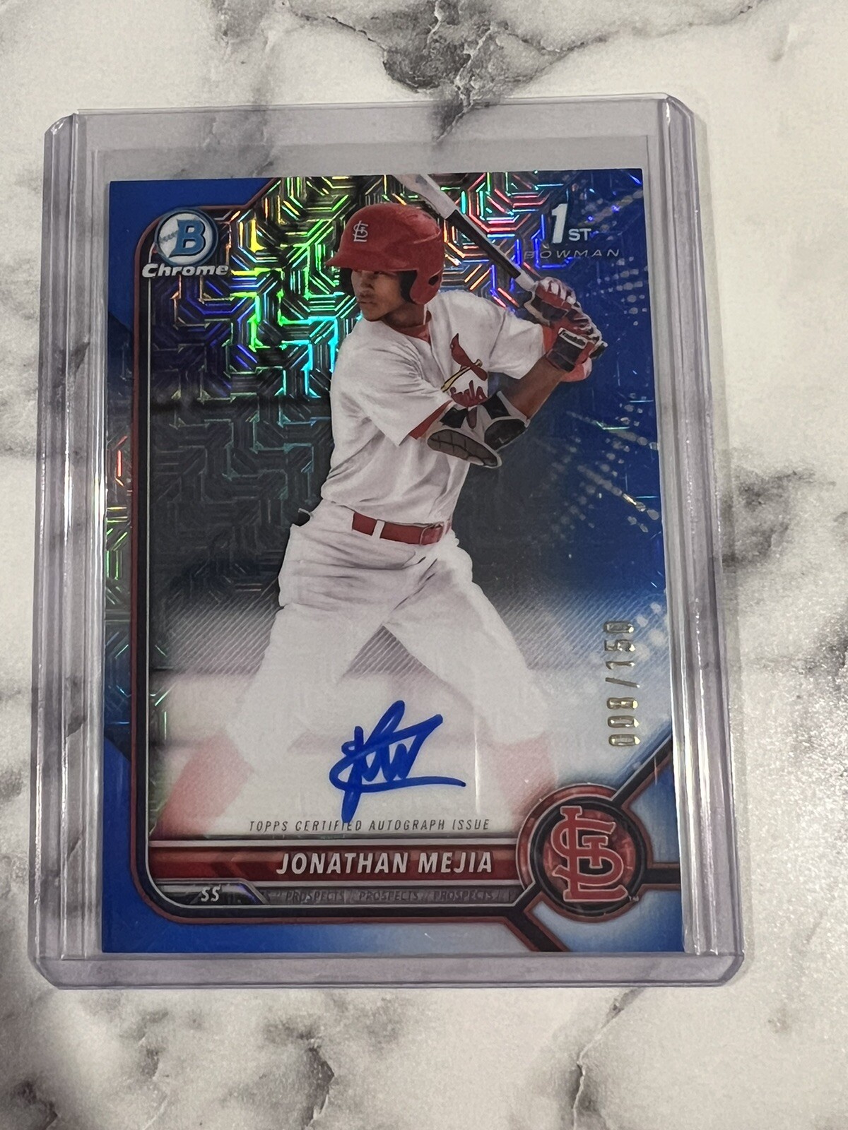 2022 Bowman Chrome Jonathan Mejia Auto HTA Choice Blue Mojo /150 #CPA-JM