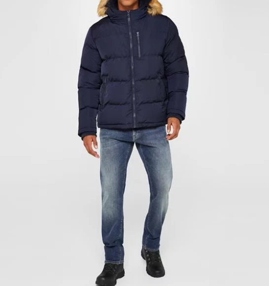 SoulCal 2 Zip Bubble Jacket Mens navy UK Size S REF34 eBay