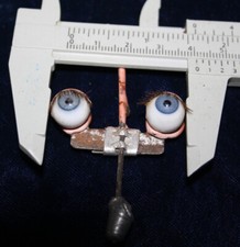 Antique blue acrylic glass Doll Eyes sleeping eyes on rack rocker 40mm  12mm