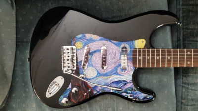 ~Cashified~ Squire Affinity Strat w/Alnico V Pickups & Van Gogh ''Starry Night''