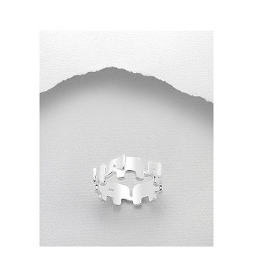 Elephant Parade .925 Shiny Sterling Silver Band Fashion Ring Sizes 6-8