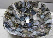 Fregadero de lavabo de ágata piedras preciosas fregadero de baño - arte único de piedra natural