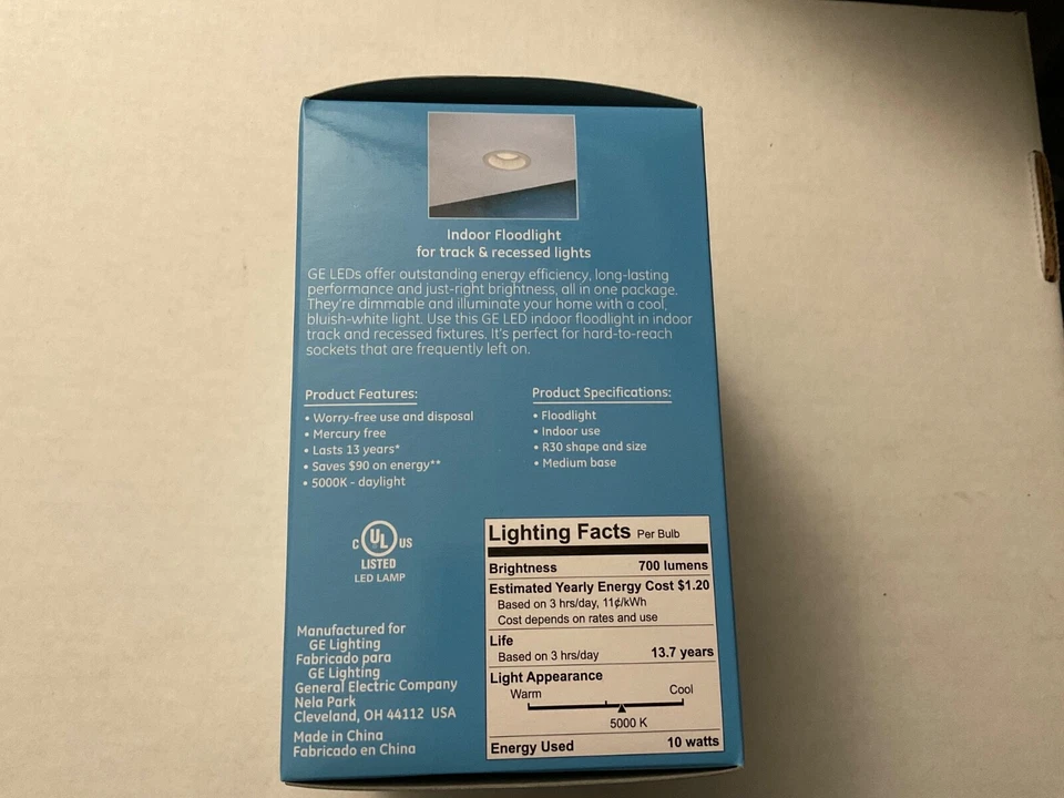 GE 40946 10W BR30 ( Case Of 6 )DAYLIGHT E26 LED Reflector Dimmable Light Bulb - Image 3 of 4