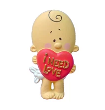 American Greetings PIN Valentines Vintage BABY w I NEED LOVE Heart 1984 Brooch