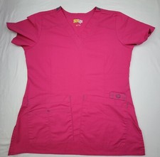Wonderwink Flex Scrub Top Womens Size XS Pink V-Neck Pockets Pit To Pit 17in