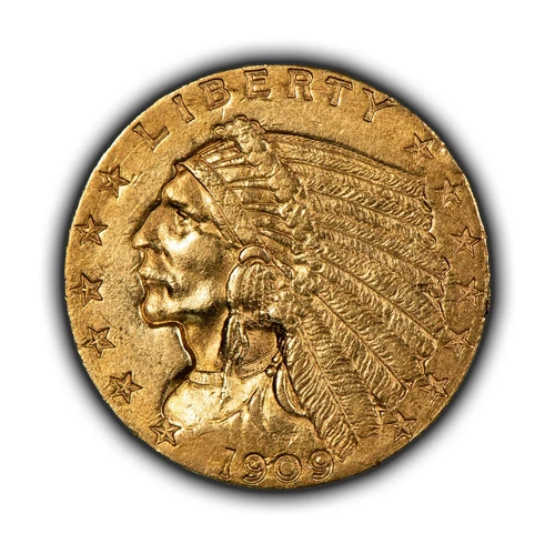 1909 G$2.50 Indian Head Gold Quarter Eagle - Luster - AU - SKU-G5031