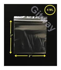 1000 set 3" x 3" Reclosable Resealable Zip Top Lock 3x3 Clear Plastic Bags 4 MIL