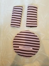 Handmade Car Seat Strap Covers Pink And Brown Stripes