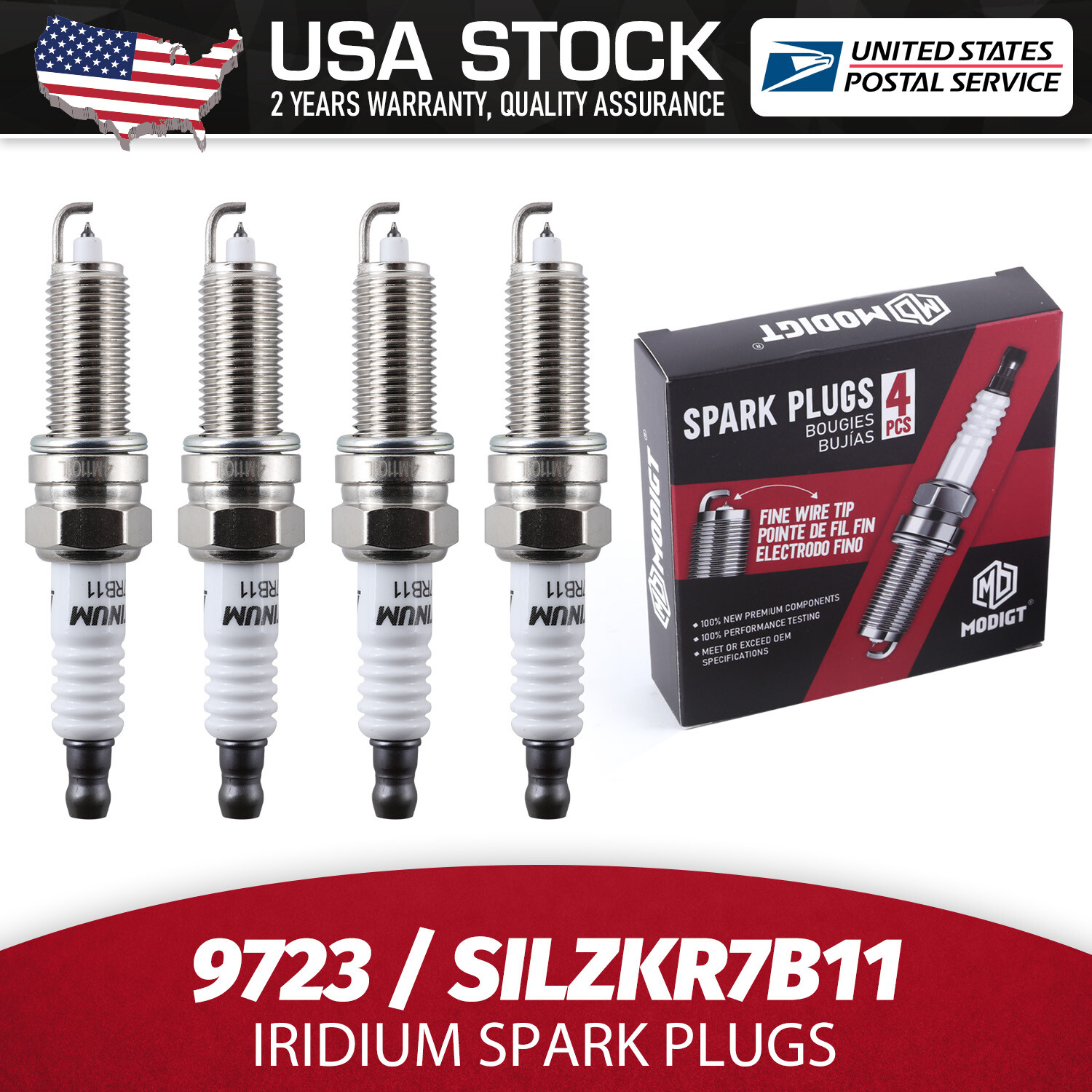 4pcs OEM NEW Iridium Spark Plugs 9723 For Hyundai Genesis Coupe Kia Soul Sorento