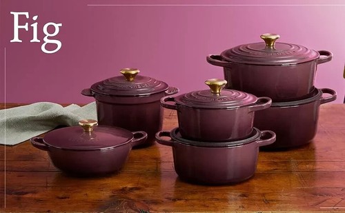 Le Creuset Cocotte Every 20 Rice Pot 20cm 2.8L Cast Iron Fig Gold knob Japan NEW - Picture 5 of 18