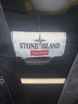Supreme FW14 Stone Island Hooded Sweatshirt - L - Black | eBay