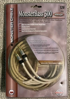 Monster Cable MonsterBass Bass 300 Subwoofer 12 feet NEW