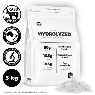 5KG  Hydrolyzed Whey Protein Isolate HWPI POWDER CHOCOLATE, VANILLA OR RAW