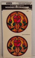 Vintage Meyercord Decalart Glass Door Window Designer Decorations Stained Glass