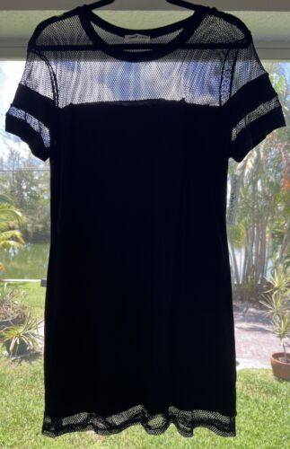 MRT 1030 Black Mesh Trim Detailed Shirt Dress Size XL