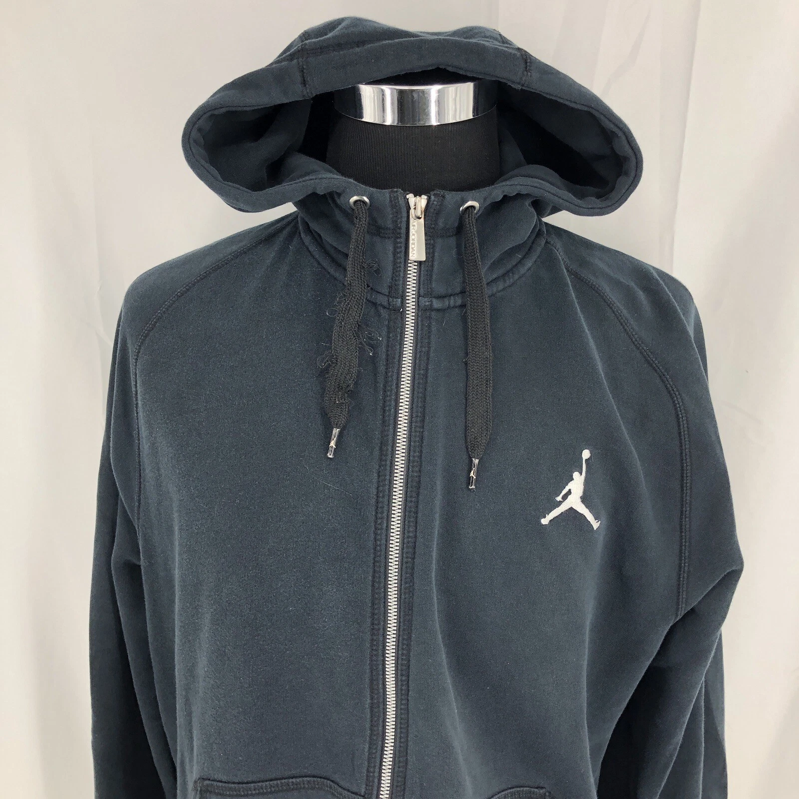 Nike Air Jordan Black All Day Fleece Hoodie Full Zip Sweatshirt 436425-010 Large