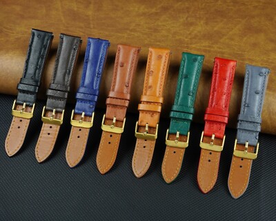 Genuine Ostrich Leather Watch Band Men Classic Ostrich Watch Strap Quick Release