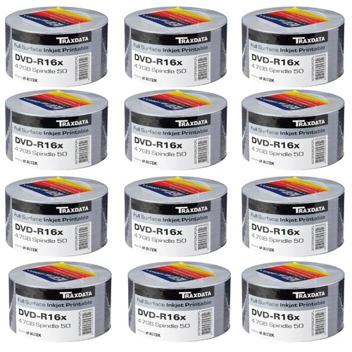 Ritek Traxdata DVD-R 16x White Inkjet Printable 4.7GB Blank DVD Discs 120min Lot - Picture 11 of 144