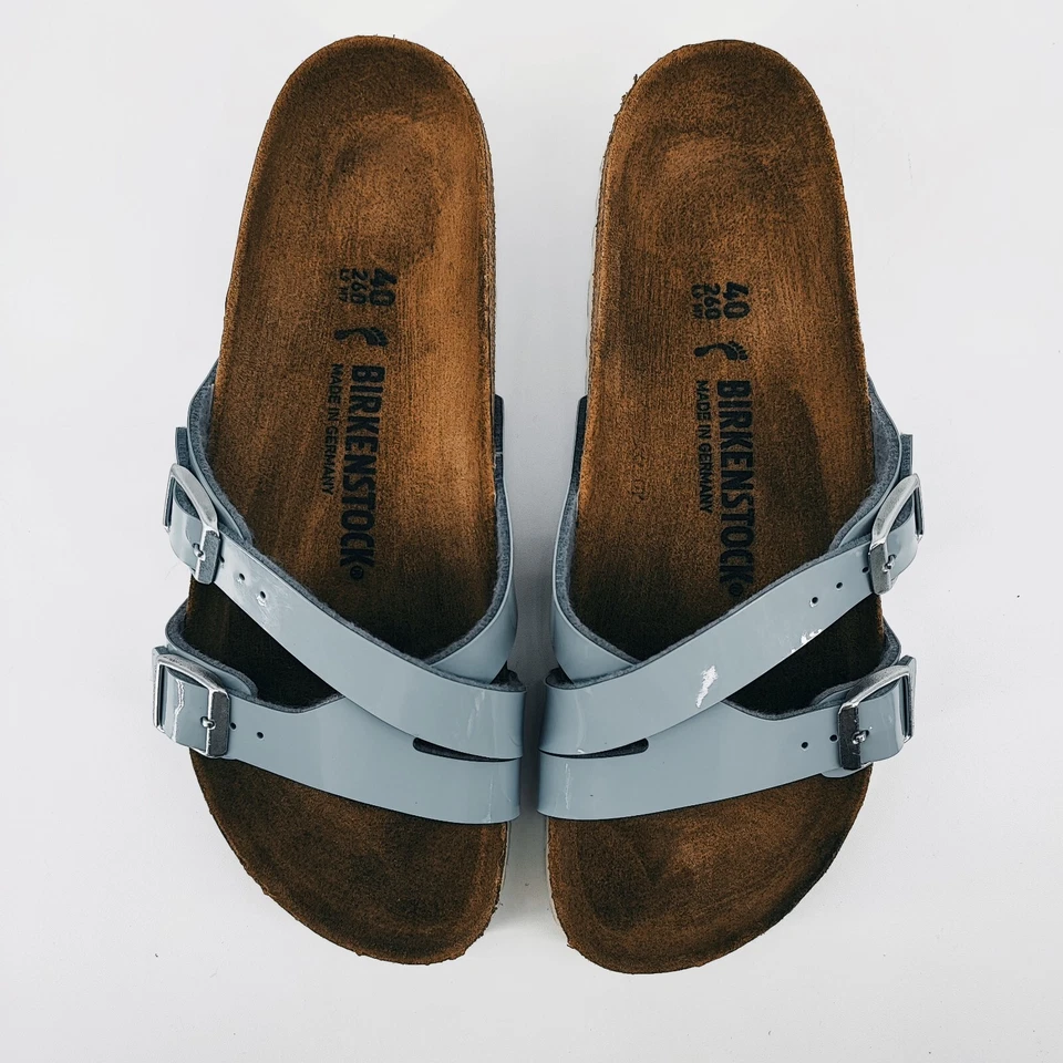 Birkenstock Women's Yao Narrow Light Blue Patent Leather Sandals Size 9US - Image 4 of 4