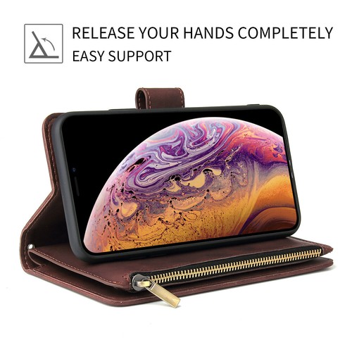 Zipper Flip Wallet Leather Card Case Cover For iPhone 14 13 12Pro 11 XR 7 8 Plus - Picture 12 of 36