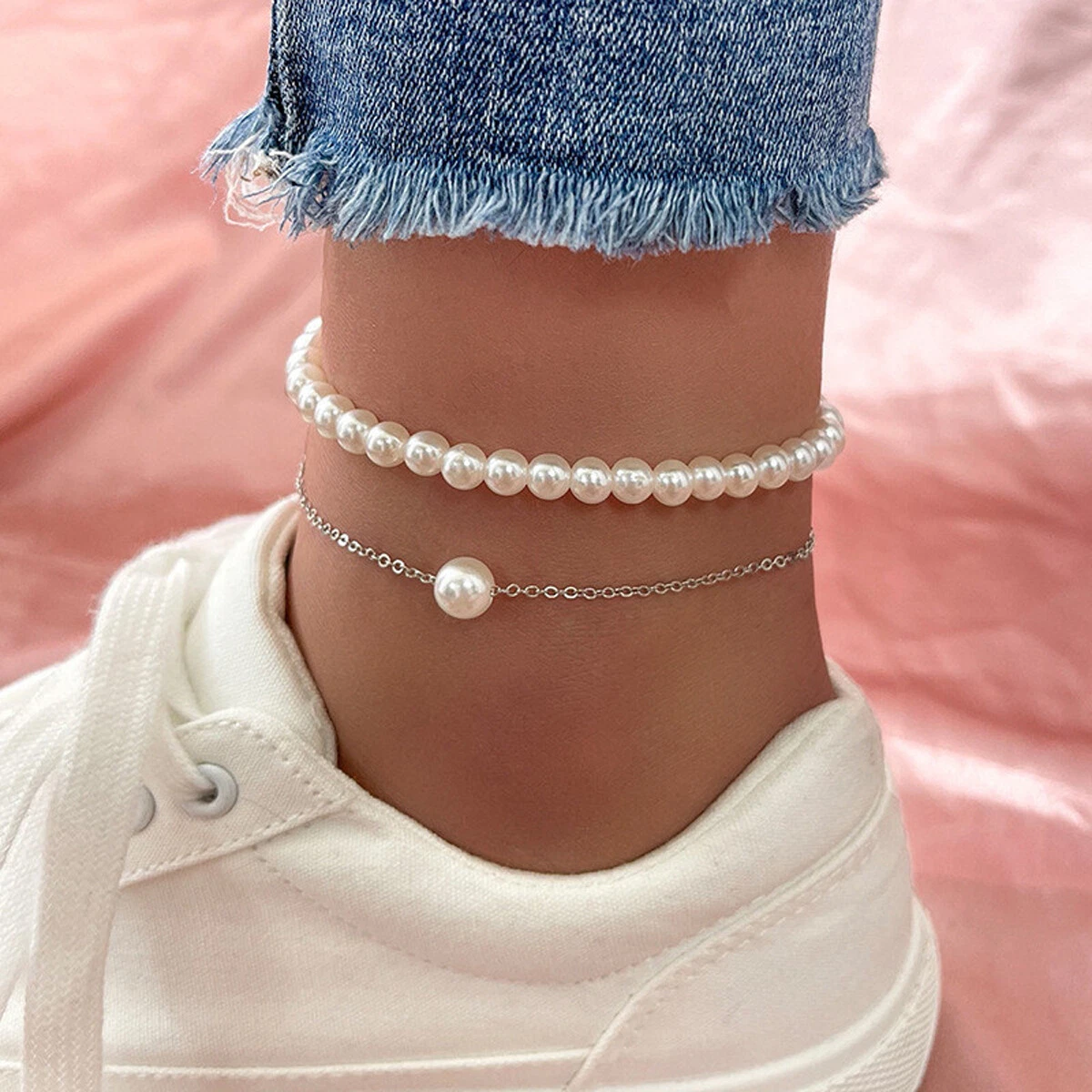 Baroque Pearl Anklet, Colorful Beads Anklet, Natural Pearl Anklet