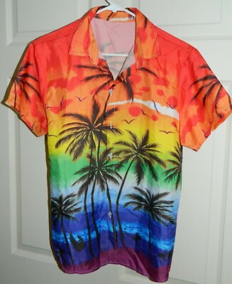 Handmade Pride Hawaiian Shirt w/ Palm Trees Never Been Worn L-27