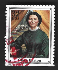 Sc# 2975c 32c CLARA BARTON Civil War Sheet single with CDS Cancel - (A-2) perfs
