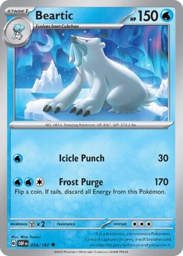 Beartic - 054/197 - Obsidian Flames - Mint/NM - Pokemon Card TGC - Picture 1 of 1