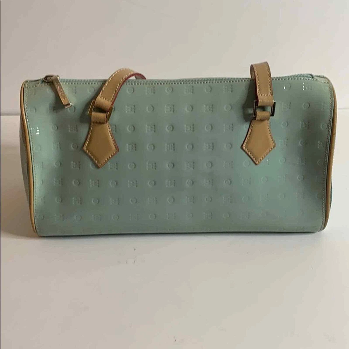 Arcadia Patent Leather Bag Green Tan