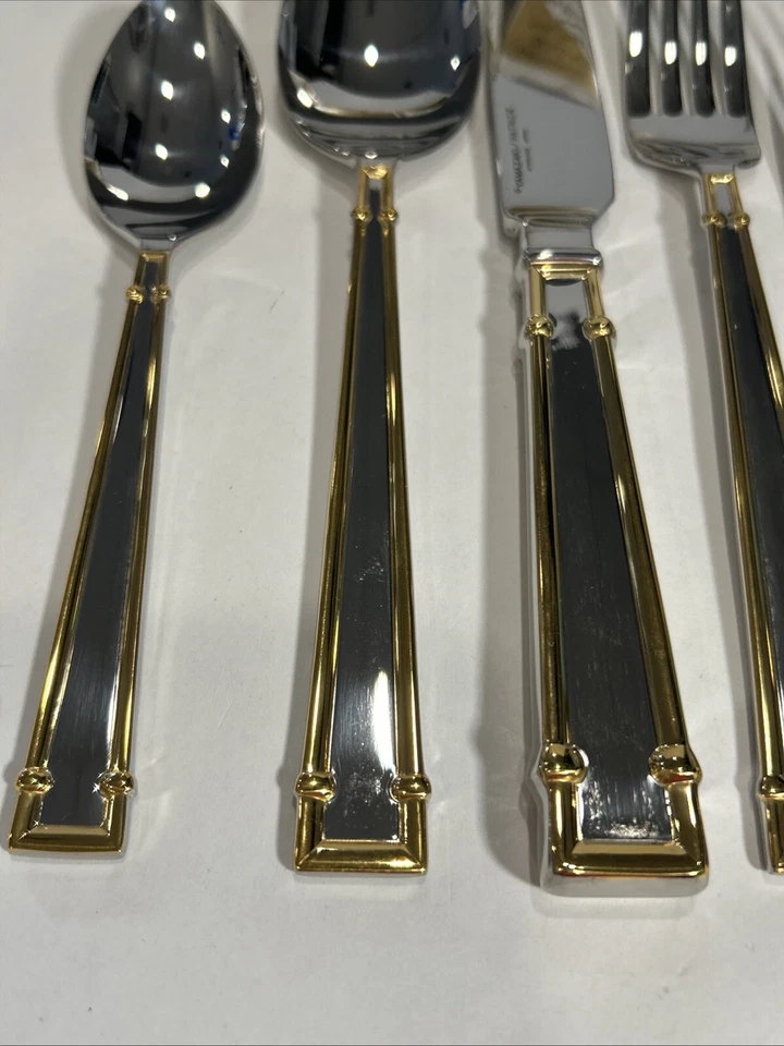 Cartucho Yamazaki 18/8 oro acento servicio para seis 30 piezas Gerald Patrick #07700 Foto 4 de 4