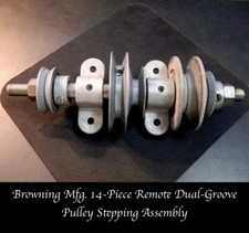 Vintage Browning Mfg. 14 Piece Shaft Belt Dual-Groove Pulley Assembly w/ Mounts