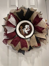 FSU (FLORIDA State  UNIVERSITY) wreath amazingly FULL 18”  FSU SEMINOLES wreath