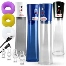 LeLuv Eros Electric Penis Pump with 3 Sizes of Sleeve and 4 Constriction Rings
