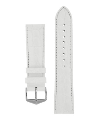 12MM Hirsch CROCOGRAIN Crocodile Embossed Leather Watch Strap in White