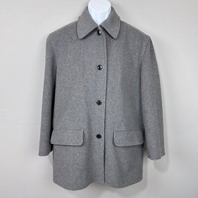 【90’s J.CREW】Wool Cashmere Coat Vintage 90s J.Crew Gray Wool Cashmere Overcoat Size S Mid