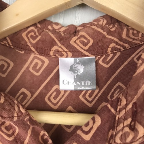 Camicia oversize manica lunga davanti bottoni unica fatta a mano nuova senza etichette vintage XL+ - Foto 8 di 10