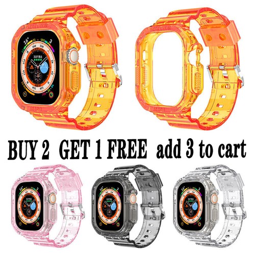 For Apple Watch Series Ultra 49MM TPU Clear Sport Band Strap + Bumper Case Cover