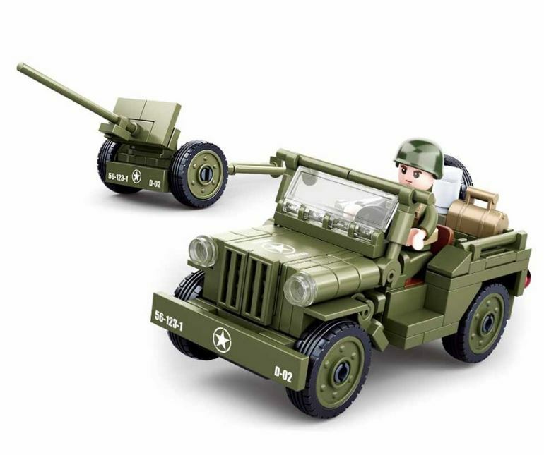 Sluban Army Gioco da Costruzione  Jeep con cannone  - M38-B0853