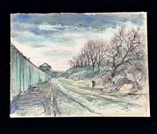 Howard Schroeder Ink & Watercolor Spring in Hoboken New Jersey 1966