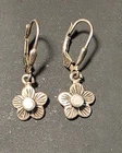 Vintage Pair of Sterling Silver Petal Flower Charm Dangle Ear Rings 925 Stamped