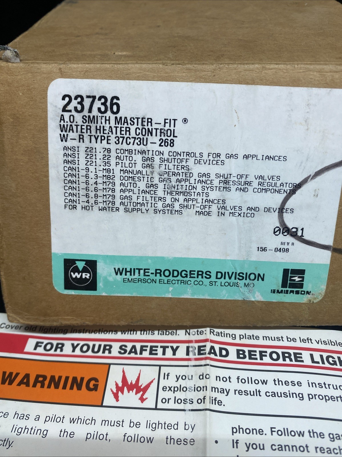 AO Smith Master-Fit Gas Control 23736 Fits Honeywell, Robertshaw, White Rodgers