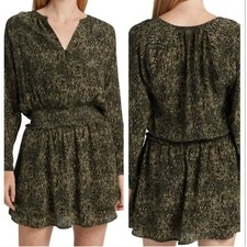 CLEARANCE Rails Jasmine Olive Static Women's Printed Smocked Mini Dress Size S
