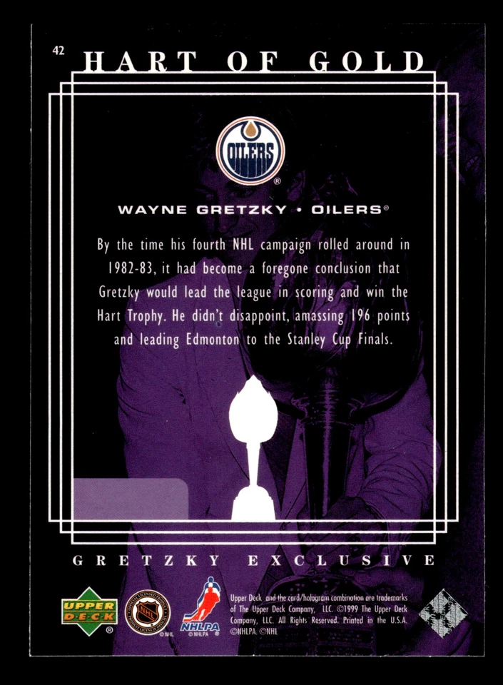 1999 Upper Deck Gretzky Exclusives Wayne Gretzky #42 Edmonton Oilers - Image 2 of 2