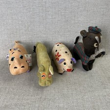 Lot of 4 Vintage DAKIN Dream Pets and Kamar Pig Dog Rhinos Stuffed Animals