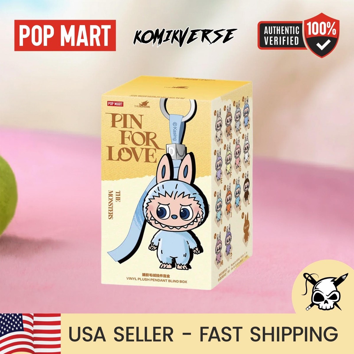 キーホルダー・アクリルキーホルダー labubu full box unopened USA* AUTHENTIC POP MART LABUBU THE MONSTERS PIN FOR LOVE - BLIND