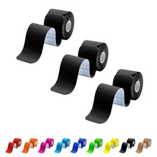 3 Rolls 60 Strips Precut Black Kinesiology Athletic Tape Water Resistant