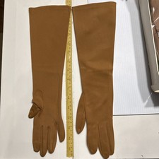 Vintage Crescendo 1950s Brown Nylon Opera Gloves Size 7 Evening wear Antique