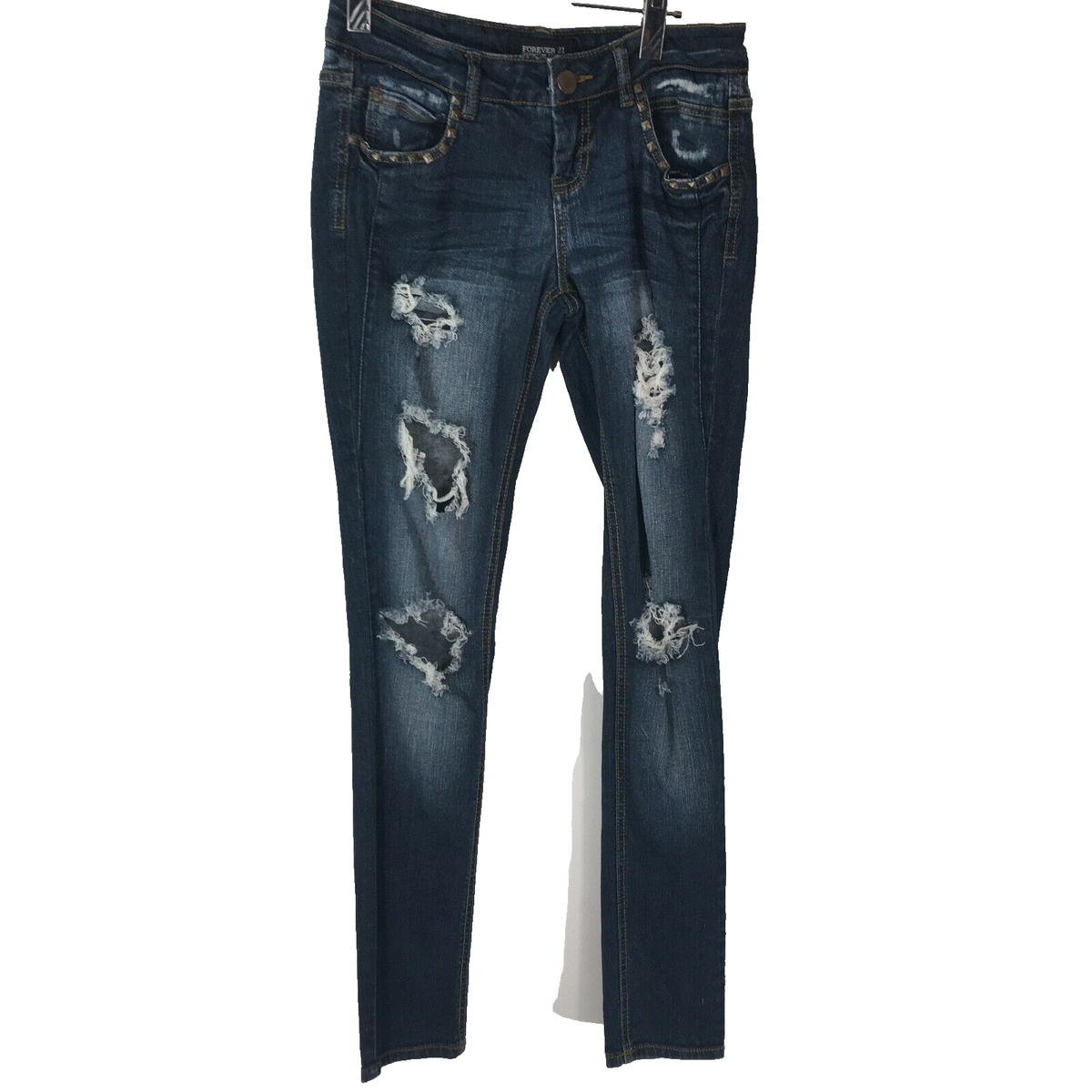 Forever 21 Womens Regular Mid Rise Skinny Blue Denim Jeans Size 25 258X32