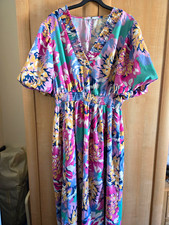 Multicolour Floral V-Neck Puff Sleeve Smocked Fit & Flare Midi Dress 16