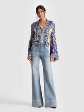 ALICE & OLIVIA (XS) WILLA FOREVERMORE FLORAL PRINT BELL SL TOP NWT MSRP $395